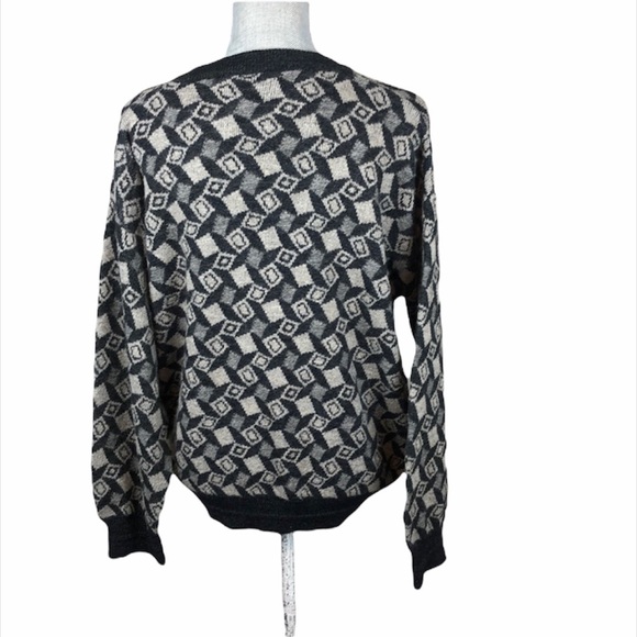 Pronto- Uomo Vintage Italian Wool Blend Geometric Print Grandpa Sweater - Picture 3 of 12